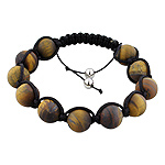 12.5mm Matte Tiger Eye Beads and Black String 13 Bead Shamballa Bracelet