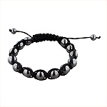 8mm Hematite Beads and Black String 13 Bead Shamballa Bracelet