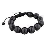 13mm Black Wood Beads and Black String 11 Bead Shamballa Bracelet