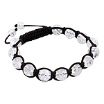 8mm Clear Cracked Crystal Beads and Brown String 13 Bead Shamballa Bracelet