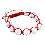 12.5mm White Turquiose Beads and Red String 11 Bead Shamballa Bracelet