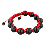 12.5mm Black Onyx Beads and Red String 11 Bead Shamballa Bracelet