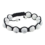 10mm White Turquiose Beads and Black String 12 Bead Shamballa Bracelet
