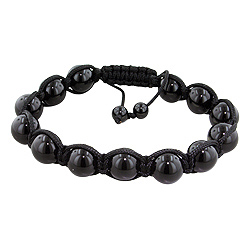 10mm Black Onyx Beads and Black String 13 Bead Shamballa Bracelet