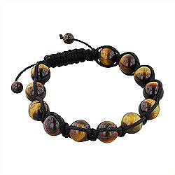 11mm Tiger Eye Beads and Black String 12 Bead Shamballa Bracelet