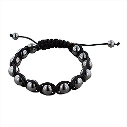8mm Hematite Beads and Black String 13 Bead Shamballa Bracelet