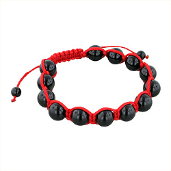 10mm Black Onyx Beads and Red String 13 Bead Shamballa Bracelet
