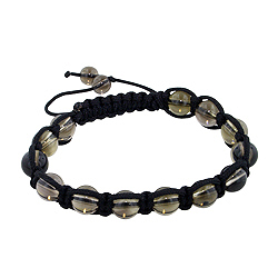 8mm Smokey Quartz Beads and Black String 13 Bead Shamballa Bracelet
