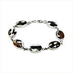 Sterling Silver and Turbo Shell Small Oval Links Bracelet