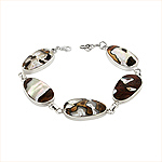 Sterling Silver and Turbo Shell Long Oval Links Bracelet
