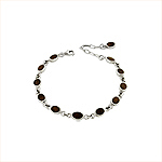 Sterling Silver Small Oval Links Bracelet with Wood Inlay