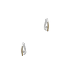 Sterling Silver Slotted Two Tone Drop Stud Earrings with White CZ