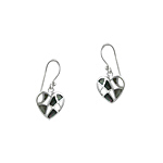 Sterling Silver Filigree Heart Dangle Earrings with Black Mother of Pearl