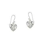 Sterling Silver Filigree Heart Dangle Earrings with White Mother of Pearl