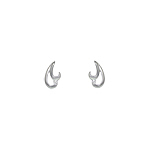 Sterling Silver High Polish and Matte Two Curls Stud Earrings with White CZ