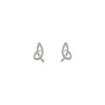 Sterling Silver High Polish and Matte "Pretzel" Stud Earrings with White CZ