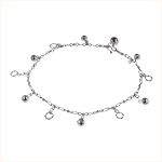 Sterling Silver Balls and Circles Charms Anklet