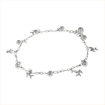 Sterling Silver Balls and Fish Charms Anklet