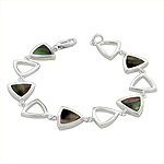 Sterling Silver Triangular Links Bracelet with Black Mother of Pearl