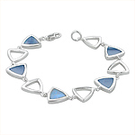 Sterling Silver Triangular Links Bracelet with Blue Mother of Pearl