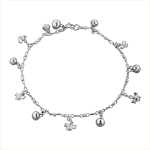 Sterling Silver Anklet with Bee and Ball Charms