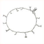 Sterling Silver Anklet with Christmas Tree Charms