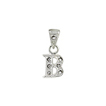 Sterling Silver Textured "B" Initial Pendant with White CZ