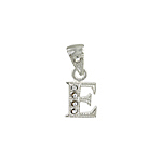Sterling Silver Textured "E" Initial Pendant with White CZ