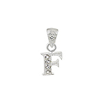 Sterling Silver Textured "F" Initial Pendant with White CZ