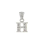 Sterling Silver Textured "H" Initial Pendant with White CZ