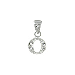Sterling Silver Textured "O" Initial Pendant with White CZ