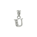 Sterling Silver Textured "U" Initial Pendant with White CZ
