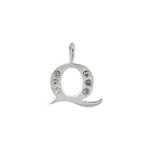Sterling Silver "Q" Initial Pendant with White CZ