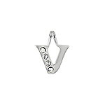 Sterling Silver "V" Initial Pendant with White CZ