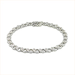 Sterling Silver Circle and Stone Bracelet with White CZ