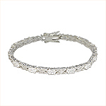 Sterling Silver Textured X and O White CZ Bracelet