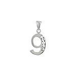 Sterling Silver 9 "Nine" Pendant with Channel Set White Cubic Zirconia
