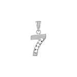 Sterling Silver "Seven" Pendant with White Cubic Zirconia