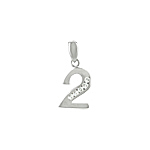 Sterling Silver "Two" Pendant with White CZ