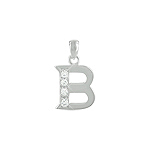 Sterling Silver "B" Pendant with White CZ