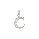 Sterling Silver "C" Pendant with White CZ