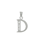 Sterling Silver "D" Pendant with White CZ