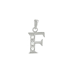 Sterling Silver "F" Pendant with White CZ