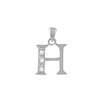 Sterling Silver "H" Pendant with White CZ