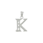 Sterling Silver "K" Pendant with White CZ
