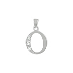 Sterling Silver "O" Pendant with White CZ