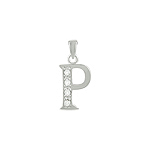 Sterling Silver "P" Pendant with White CZ