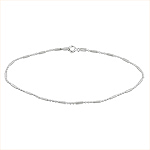 Sterling Silver High Polish and Matte Finish 1.5mm Ball and Stick Chain Anklet