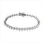 Sterling Silver Rhodium Plated Triangle CZ Tennis Bracelet