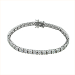 Sterling Silver Rhodium Plated Double Row Brilliant CZ 4mm Tennis Bracelet